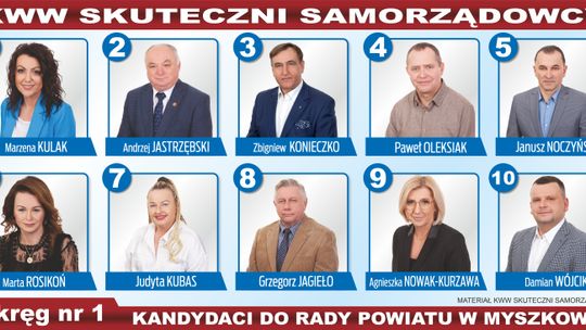 KWW  Skuteczni Samorządowcy. Nasi kandydaci do Rady Powiatu w Myszkowie
