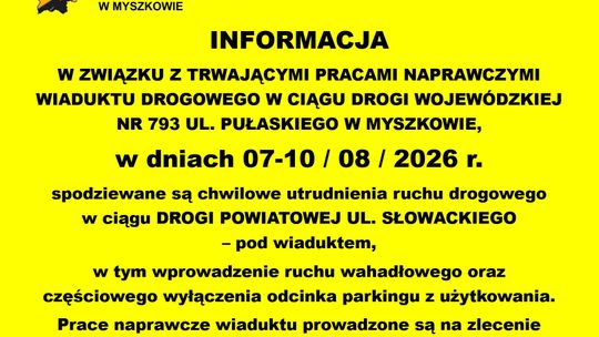 Myszków. Utrudnienia pod wiaduktem na Słowackiego. Część parkingu wyłączona z użytkowania