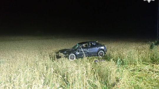 SAMOCHÓD OSOBOWY DACHOWAŁ W NIEGOWIE, 19 -LETNI KIEROWCA I 20-LETNIA PASAŻERKA TRAFILI DO SZPITALA. PASAŻERKA JEST CIĘŻKO RANNA. ZDJĘCIA