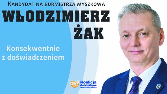 Włodzimierz Żak, burmistrz Myszkowa od 13 lat, ogłasza program na najbliższe 5 lat