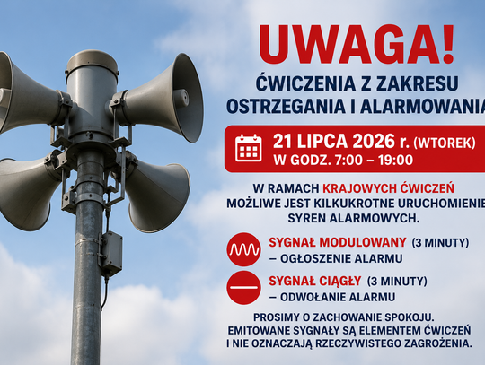 21 lipca zawyją syreny alarmowe. Spokojnie, to tylko ćwiczenia