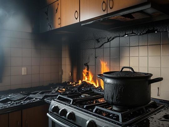 MYSZKÓW.  BYŁ PIJANY, CHCIAŁ SOBIE ZROBIĆ FRYTKI I ZASNĄŁ. PRZYJECHAŁA STRAŻ POŻARNA
