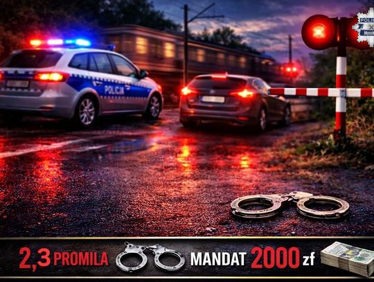 MYSZKÓW. PIJANY KIEROWCA WJECHAŁ NA CZERWONYM ŚWIETLE NA PRZEJAZD KOLEJOWY. DRUGI PIJANY ZA KIEROWNICĄ Z ZAKAZEM PROWADZENIA POJAZDÓW