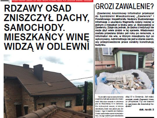 RDZAWY OSAD ZNISZCZYŁ DACHY, SAMOCHODY. MIESZKAŃCY WINĘ WIDZĄ W ODLEWNI