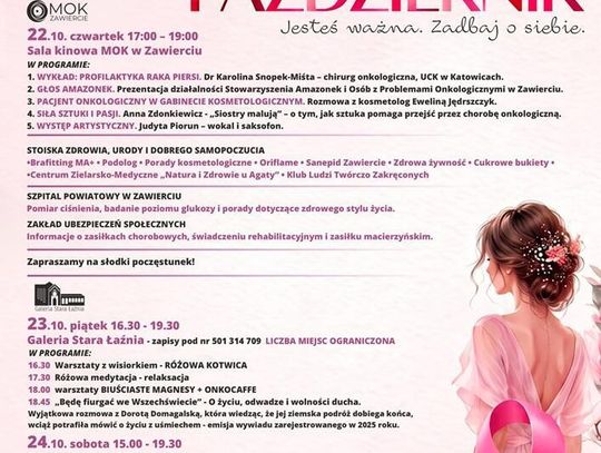 Różowy Październik – trzy dni dla zdrowia i wsparcia kobiet w Zawierciu