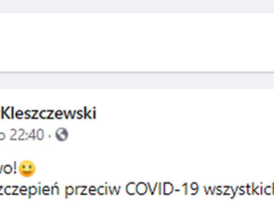 Zaszczepmy się w niedzielę! -zachęca Jarosław Kleszczewski