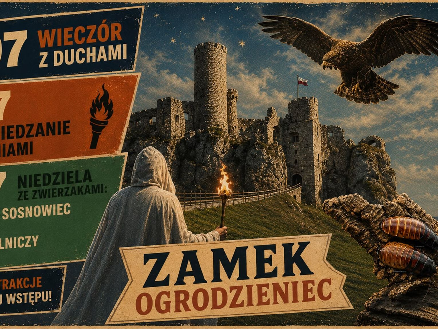 Duchy, pochodnie i egzotyczne zwierzęta. Wekend na Zamek Ogrodzieniec