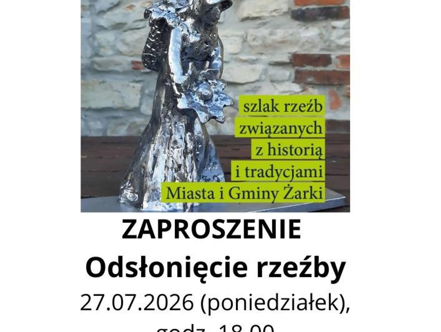 Kolejna rzeźba na Szlaku Tradycji w Żarkach
