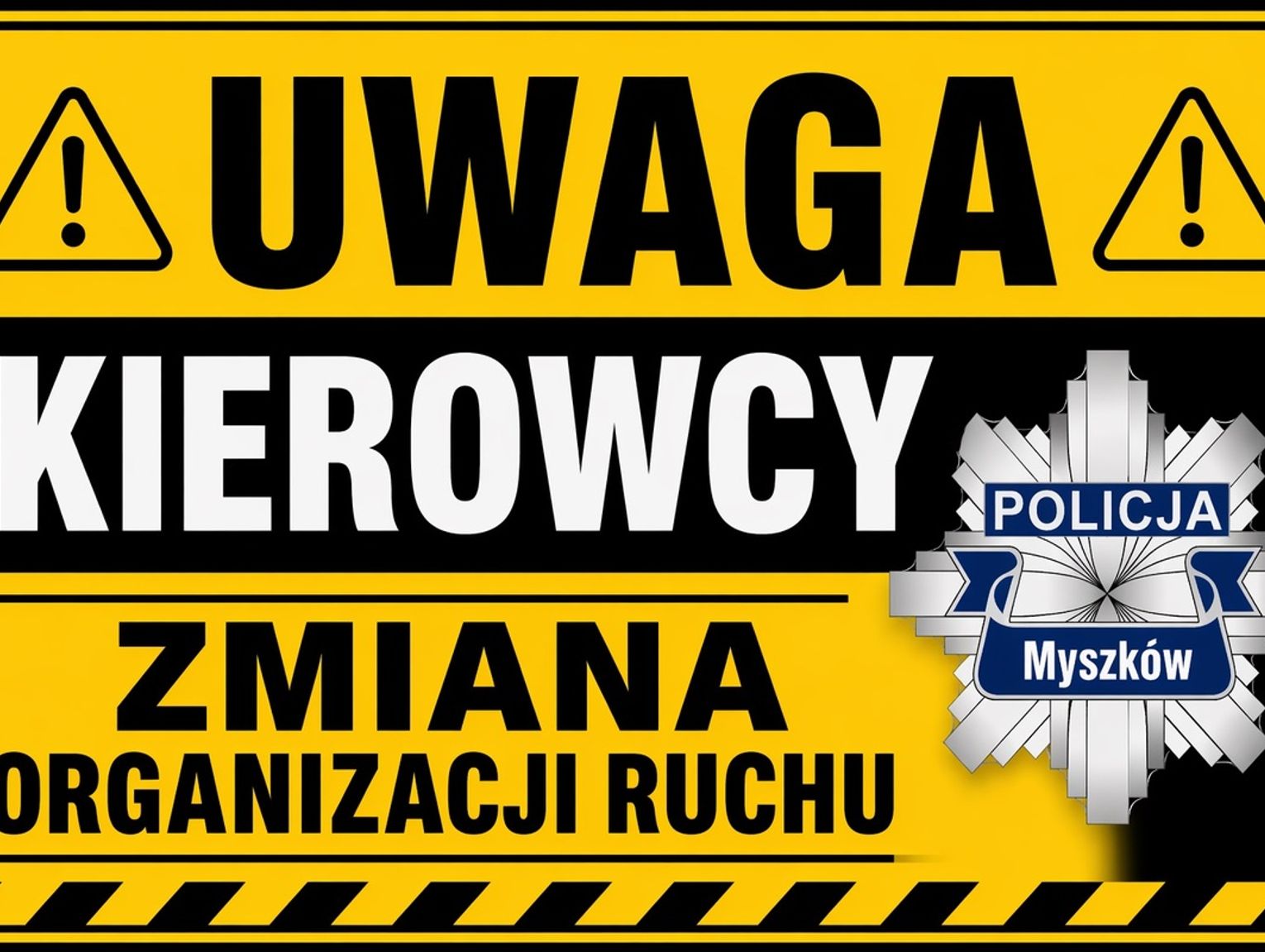 MYSZKÓW. UWAGA KIEROWCY. PARKING PRZED DOMEM KULTURY TYLKO DLA AUTOBUSÓW KOMUNIKACJI MIEJSKIEJ I POWIATOWEJ