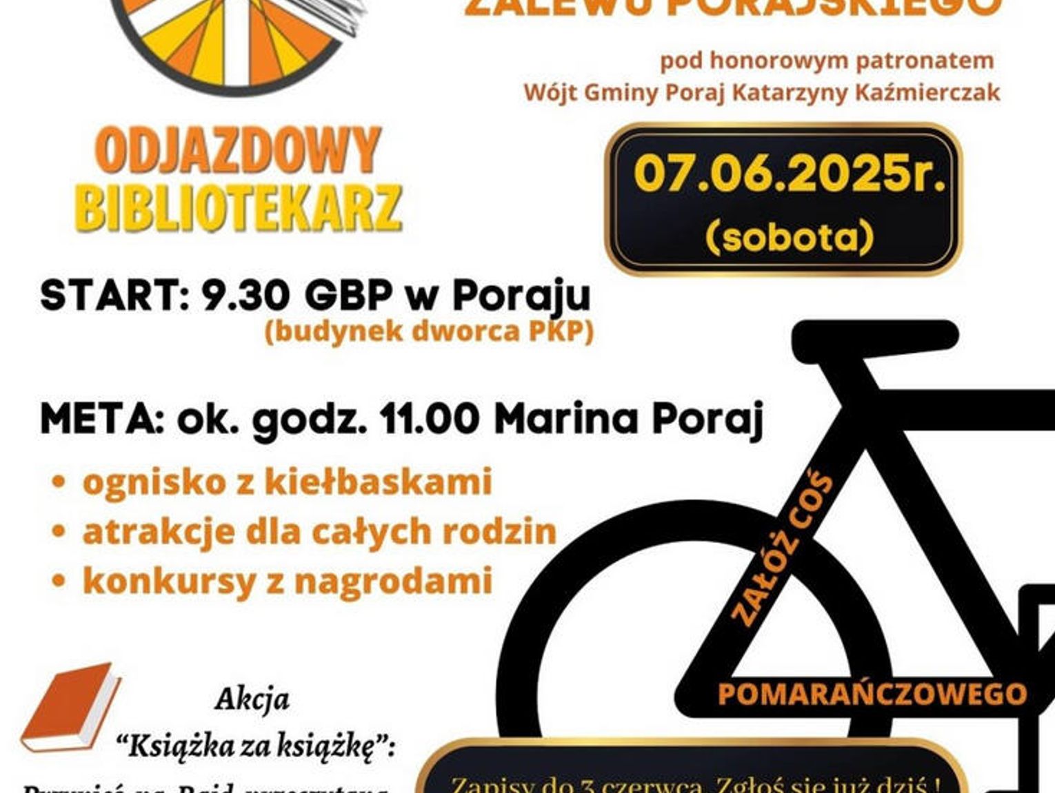 Odjazdowy Bibliotekarz. Zapraszamy na Rajd Rowerowy wokół Zalewu Porajskiego