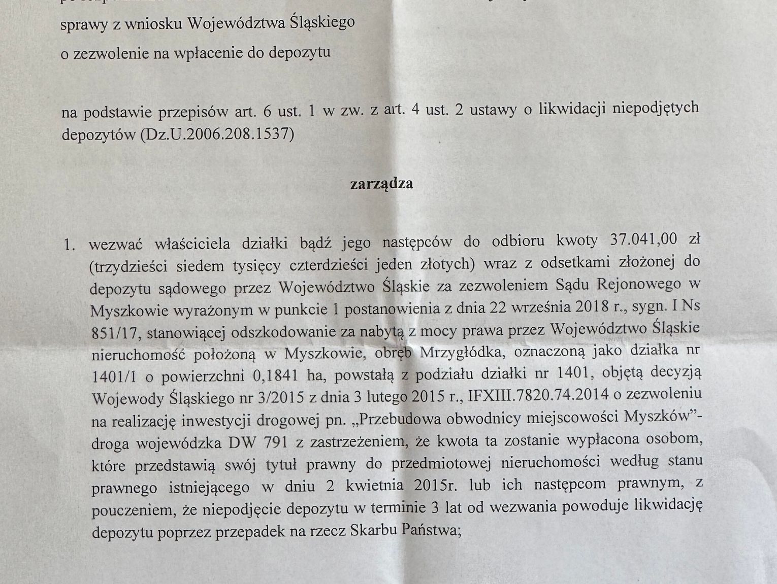 Zarządzenie Sygn I Ns 851/17