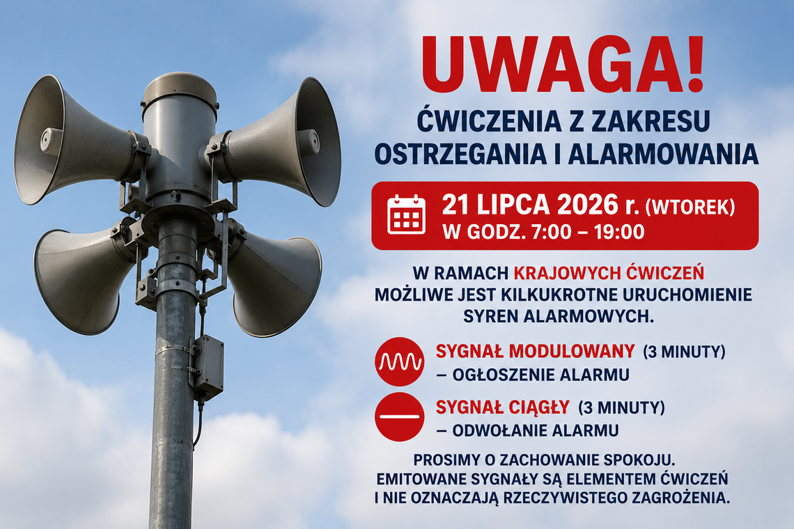 21 lipca zawyją syreny alarmowe. Spokojnie, to tylko ćwiczenia 21 lipca zawyją syreny alarmowe. Spokojnie, to tylko ćwiczenia