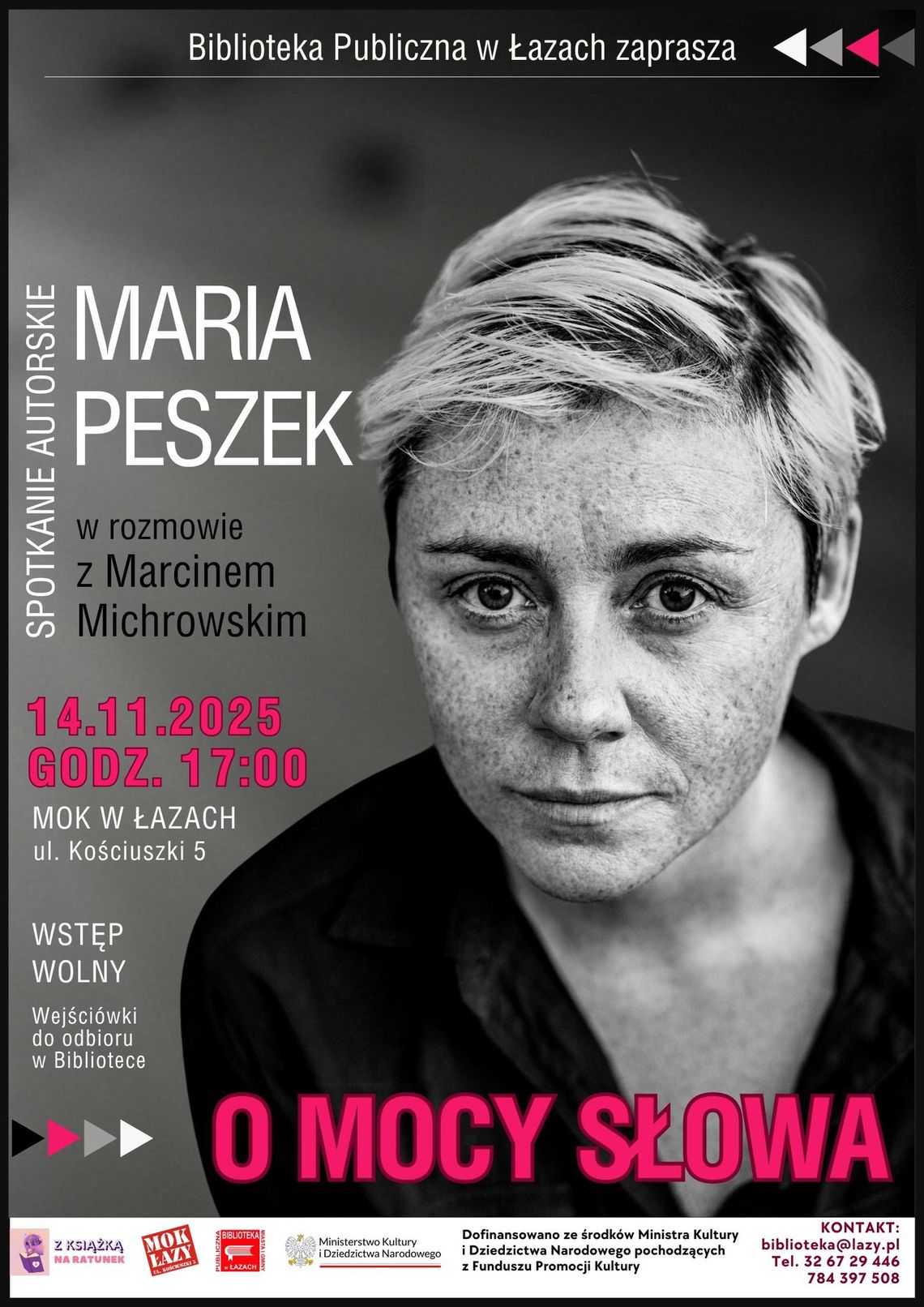 Bardzo lubię jej słuchać jadąc na motocyklu. Bibliotekę w Łazach odwiedzi Maria Peszek