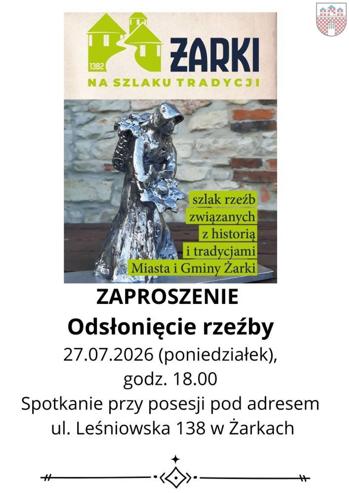 Kolejna rzeźba na Szlaku Tradycji w Żarkach