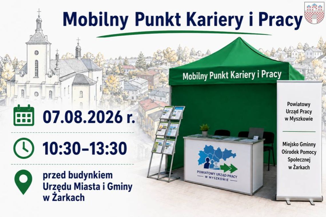 Mobilny Punkt Kariery i Pracy w Żarkach. Oferty pracy i bezpłatne konsultacje już 7 sierpnia
