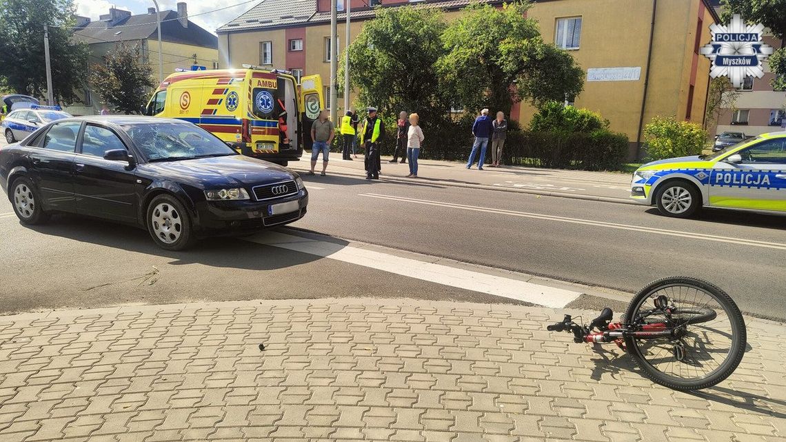 MYSZKÓW. 11-LETNI ROWERZYSTA RANNY W WYPADKU DROGOWYM