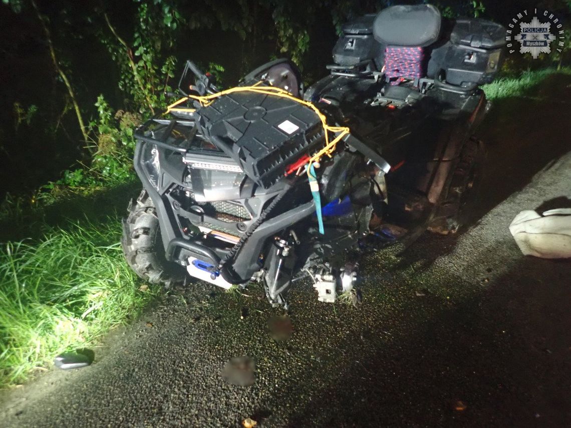 MYSZKÓW. TRAGICZNY WYPADEK JADĄCYCH  QUADEM. TRZY OSOBY, W TYM DZIECKO, CIĘŻKO RANNE. ZDJĘCIE