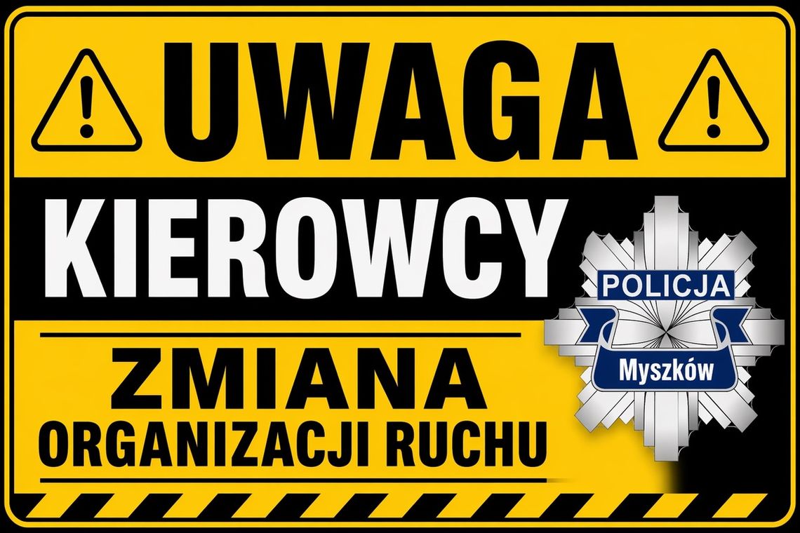 MYSZKÓW. UWAGA KIEROWCY. PARKING PRZED DOMEM KULTURY TYLKO DLA AUTOBUSÓW KOMUNIKACJI MIEJSKIEJ I POWIATOWEJ