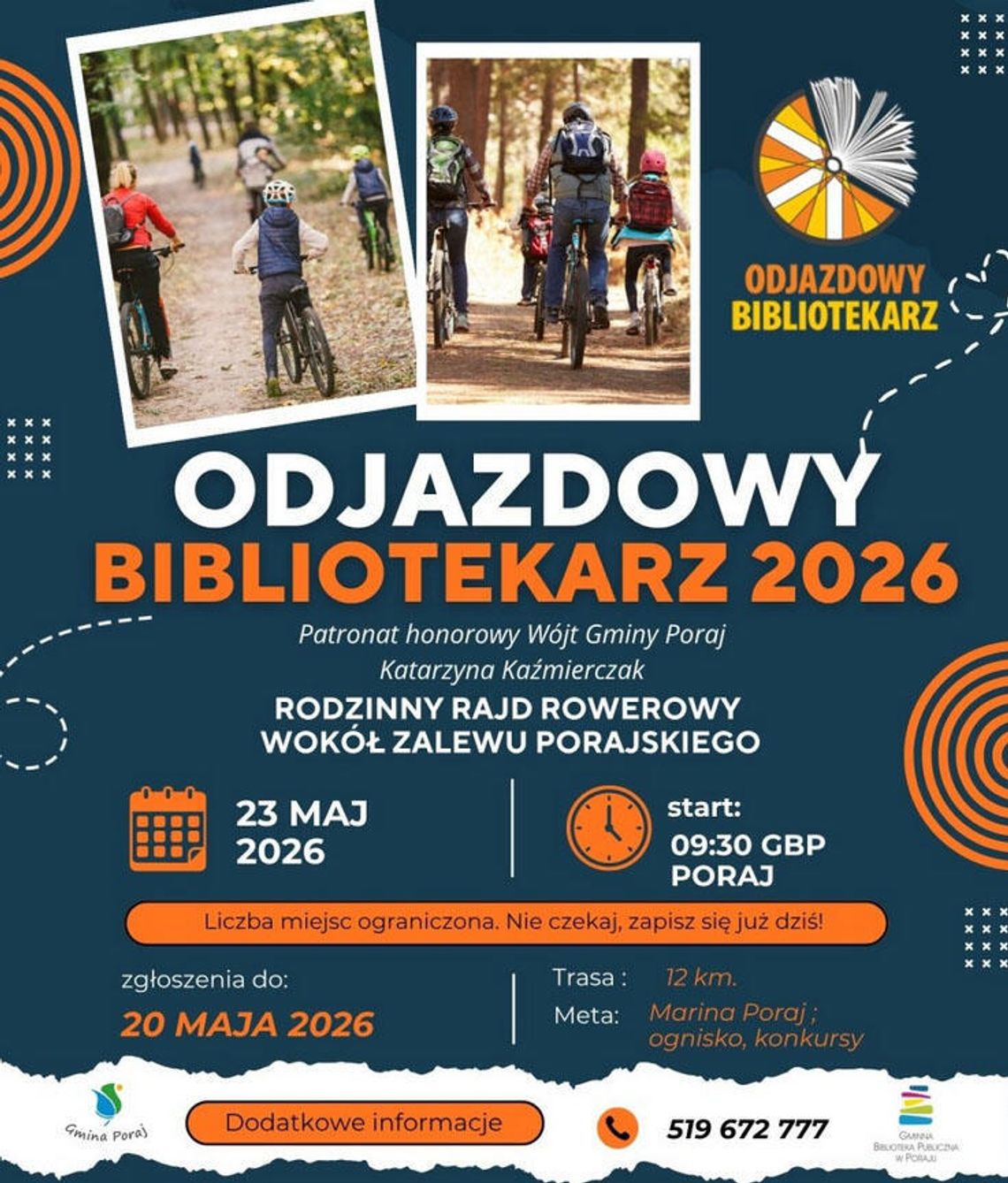 „Odjazdowy Bibliotekarz 2026”- Rajd rowerowy wokół Zalewu Porajskiego