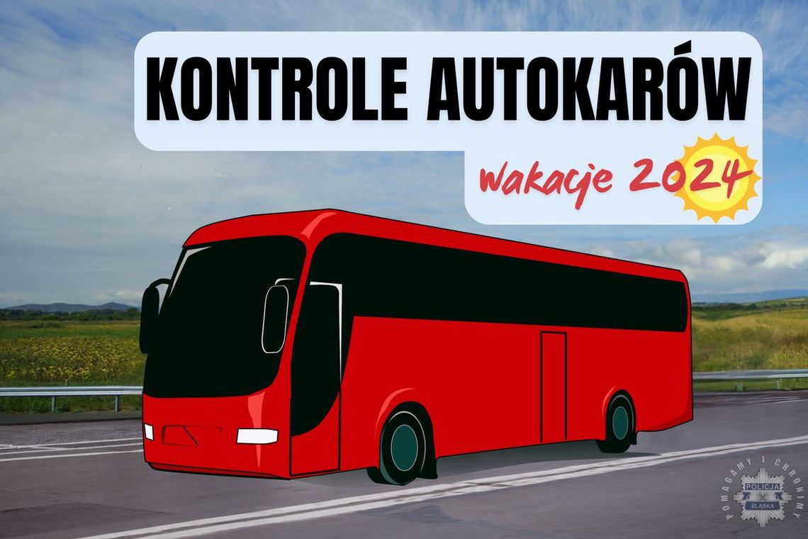 POLICJANCI SPRAWDZĄ STAN TECHNICZY AUTOBUSU I TRZEŹWOŚĆ KIEROWCY PRZED WYJAZDEM NA WAKACJE