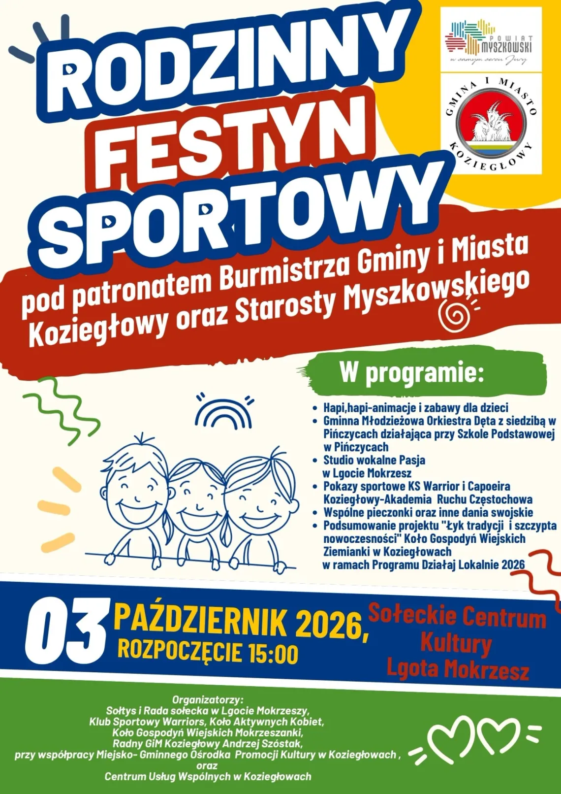 Rodzinny Festyn Sportowy w Lgocie Mokrzeszy. Atrakcje dla dzieci, pokazy i swojskie jedzenie
