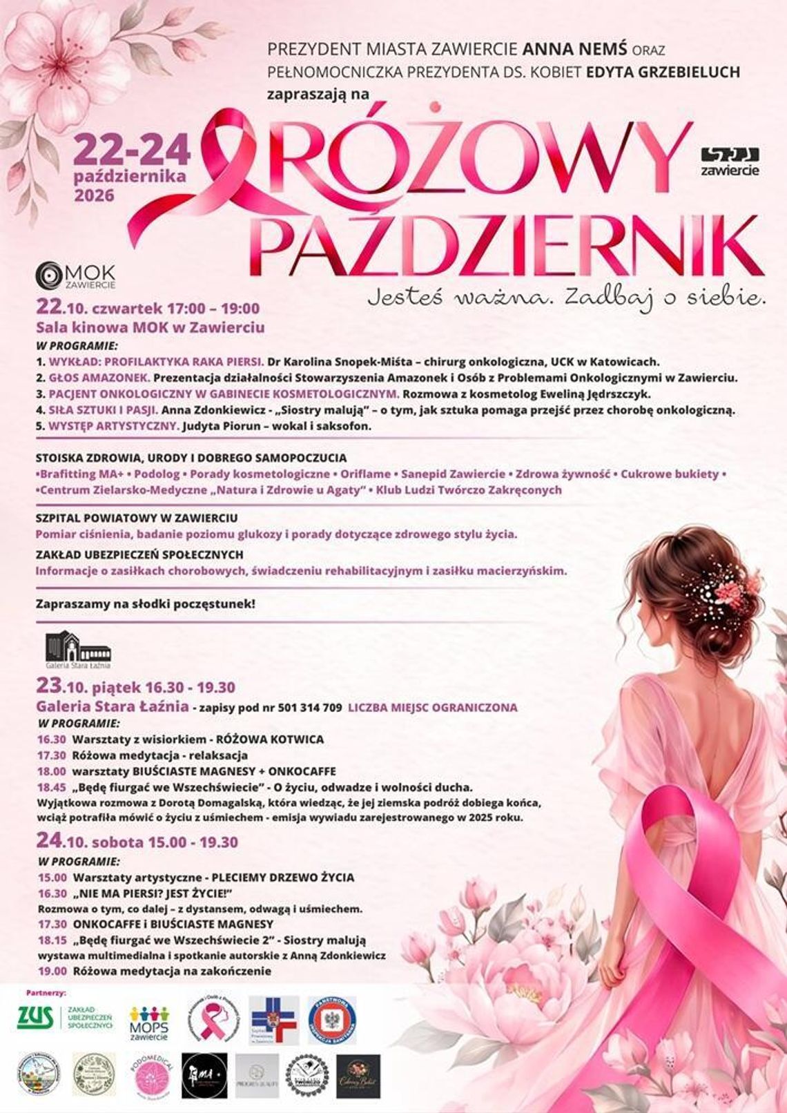 Różowy Październik – trzy dni dla zdrowia i wsparcia kobiet w Zawierciu Różowy Październik – trzy dni dla zdrowia i wsparcia kobiet w Zawierciu
