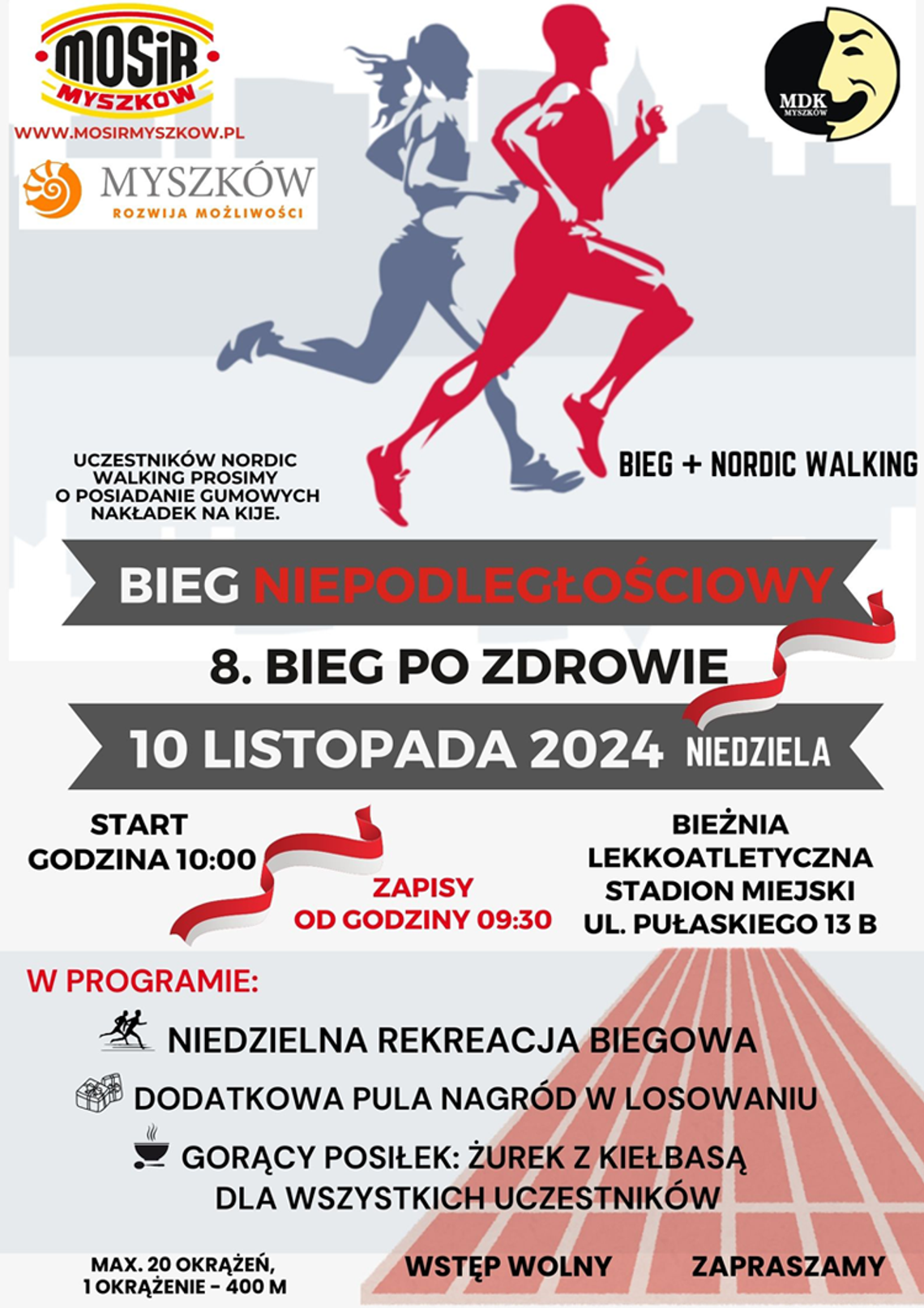 Bieg Niepodległości na bieżni stadionu