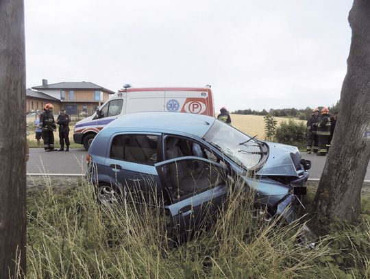 WJECHAŁA W DRZEWO, PASAŻEROWIE RANNI